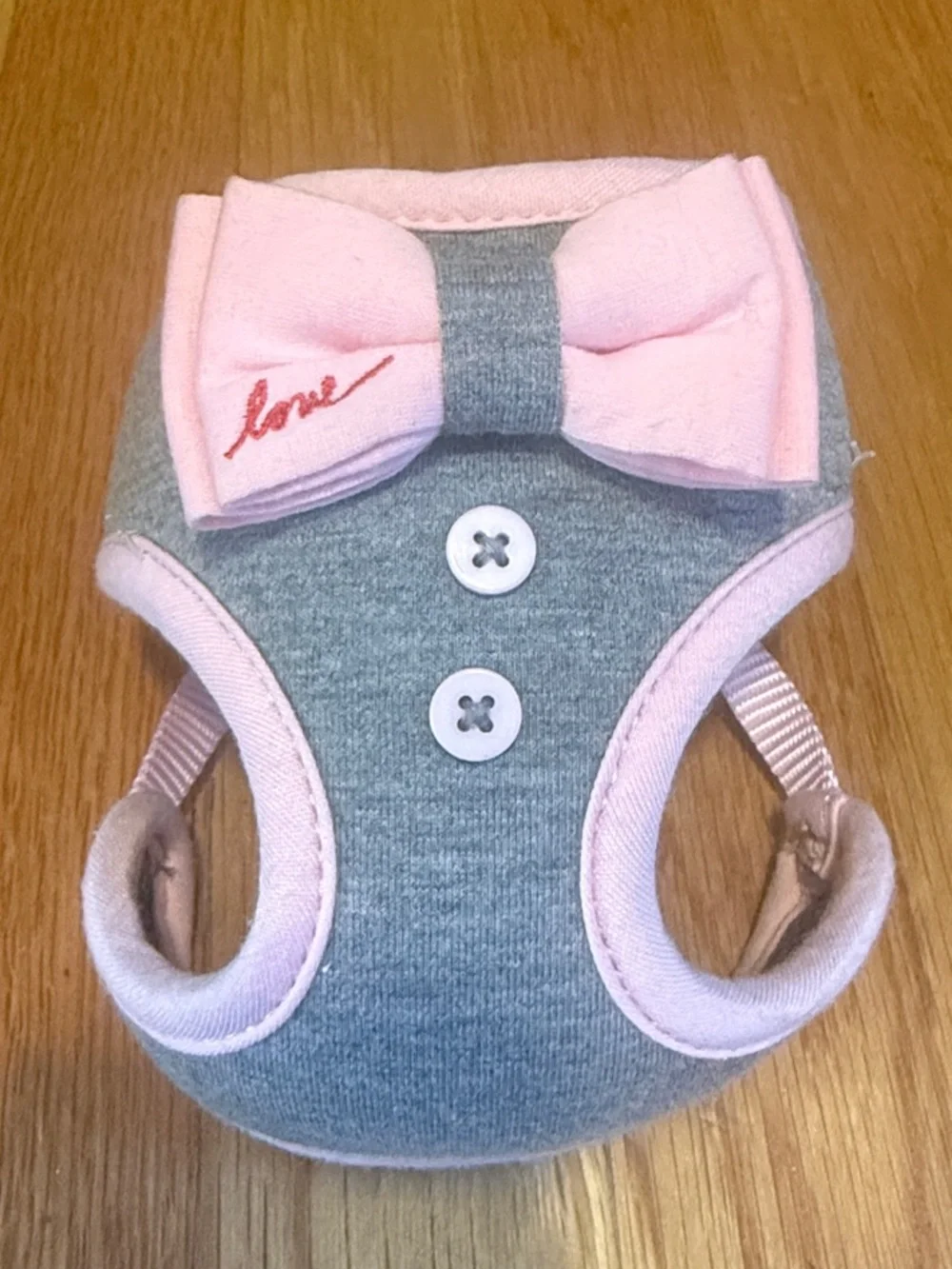 Gray & Pink Bow Dog Harness
